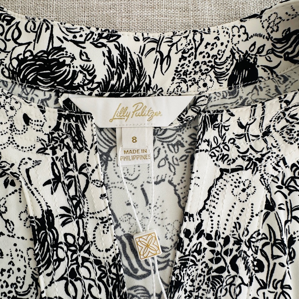 Lilly Pulitzer Olivine A-line Animal and Floral Print Long Sleeve Dress - Picture 6 of 14